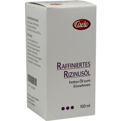 Eine weiße Schachtel mit raffinierterem Rizinusöl zum Einnehmen, 100 ml.