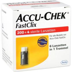 Eine Packung mit Accu-Chek FastClix sterilen Lanzetten für Blutzuckermessgeräte.